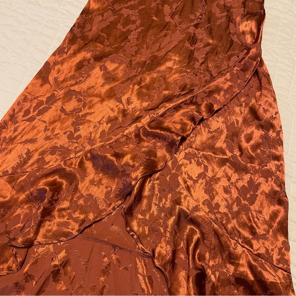 Saltwater Luxe Terracotta Satin Dress Size Large - Picture 2 of 7